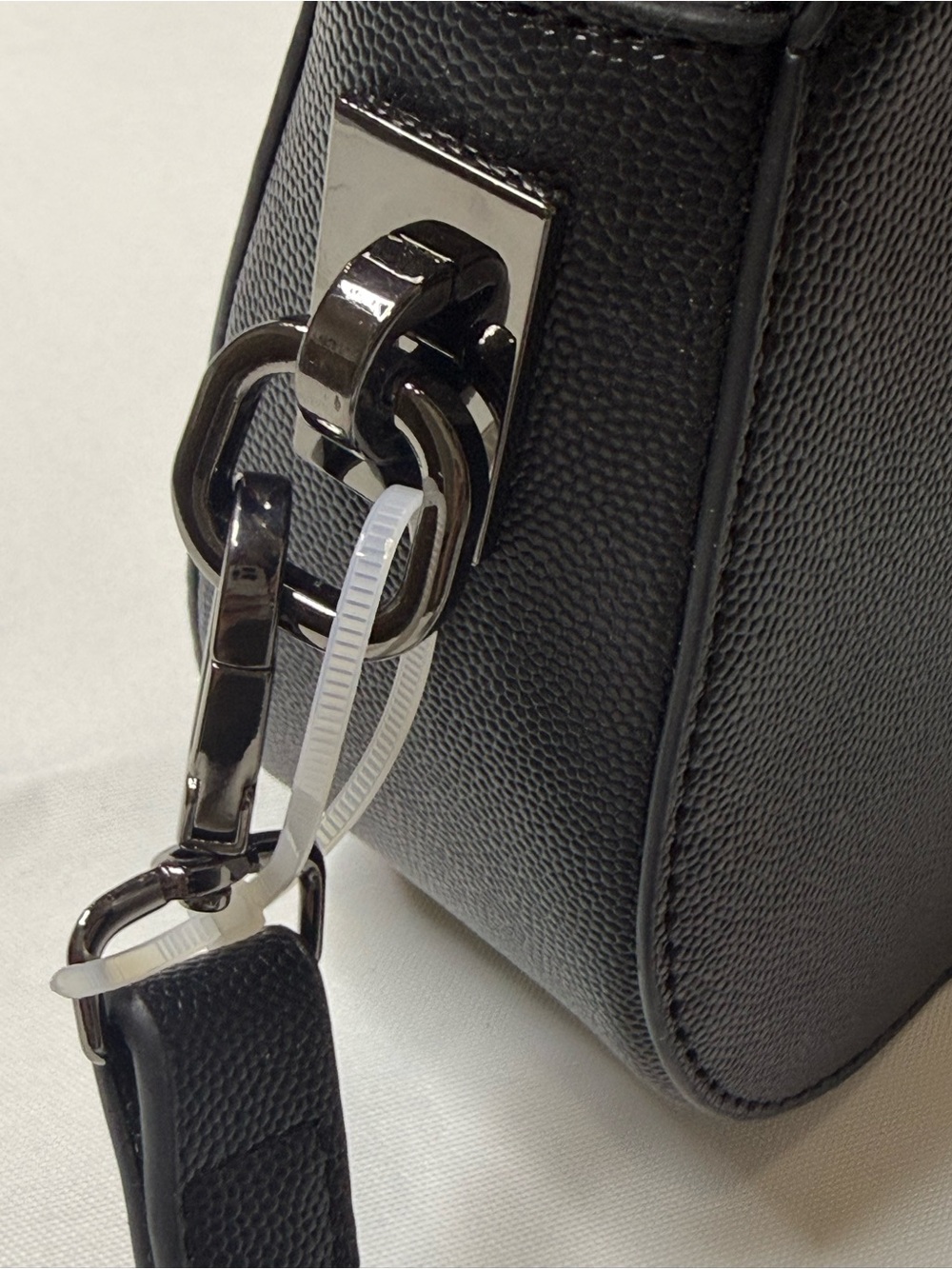 Steve Madden Black Crescent Mini Bag with Polka Dot Scarf - Picture 6 of 7